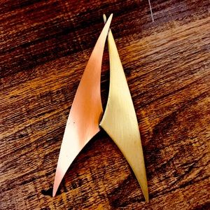 Vintage Kim Mixed Metal Copper & Brass Brooch